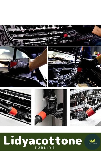 Premium Oto Uyumlu Araç Detaylı Temizlik Fırçası-5+1 Oto Araba Yıkama Klima Temizleme Fırçası - 4