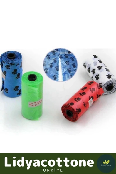 60 Adet Rulo Evcil Hayvan Köpek Dışkı Toplama Kaka Rulosu Torbası Poşeti Kedi Köpek Dışkı Poşet - 5