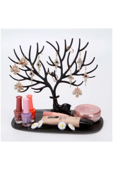 Geyik Tasarımlı Takı Askısı Siyah Takı Standı Mücevher Askısı Takı Organizer