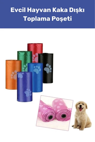 60 Adet Rulo Evcil Hayvan Köpek Dışkı Toplama Kaka Rulosu Torbası Poşeti Kedi Köpek Dışkı Poşet