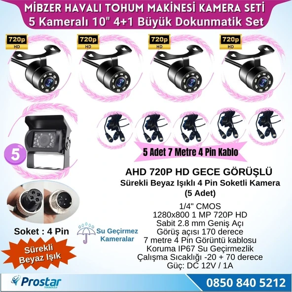 Mibzer için 4+1 Büyük Kameralı 10.36 inç Dokunmatik Monitör Beşe Bölen Kayıtlı 256 Gb Sd Kart Destekli - 3