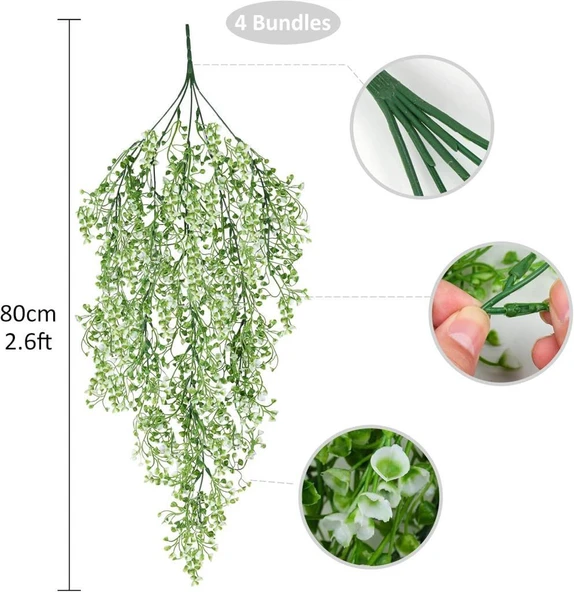 Nettenevime Yapay Çiçek Sarkan Yeşil Beyaz Bitki Yapay Sarmaşık ty60 - 4