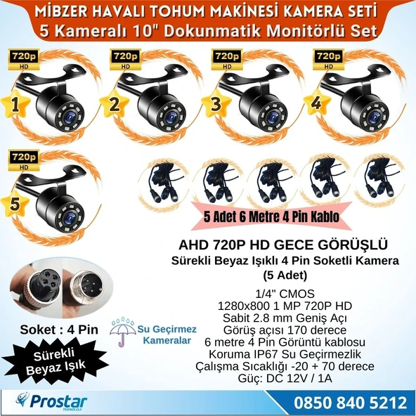 Mibzer için 5 Kameralı 10.36 inç Dokunmatik Monitör Beşe Bölen Kayıtlı 256 Gb Sd Kart Destekli - 3