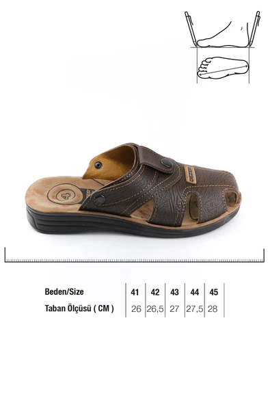 Gezer 09878 Rahat 4 Nokta Taban Kapalı Erkek Terlik Sandalet - 5