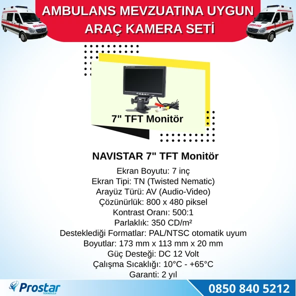 Ambulans Mevzuatına Uygun 2 Kameralı 8 Kanal Mobil NVR 500 GB 7 inç Monitörlü Tak Kullan Set - 4
