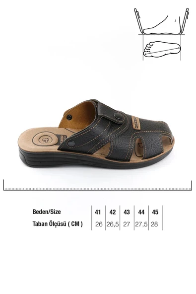 Gezer 09878 Rahat 4 Nokta Taban Kapalı Erkek Terlik Sandalet - 10