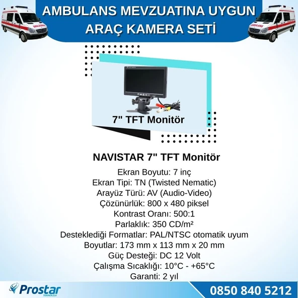 Ambulans Mevzuatına Uygun 2 Kameralı 8 Kanal Mobil NVR 1 TB 7 inç Monitörlü Tak Kullan Set - 4
