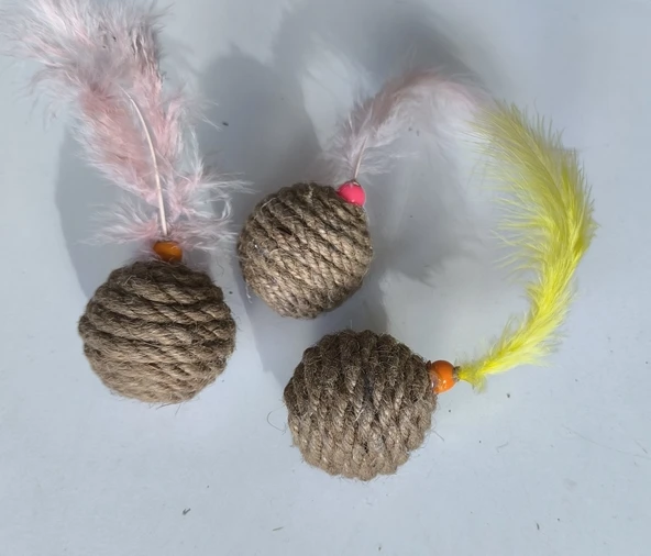Jut Halat Örgü Kedi Oyun Topu 5 cm