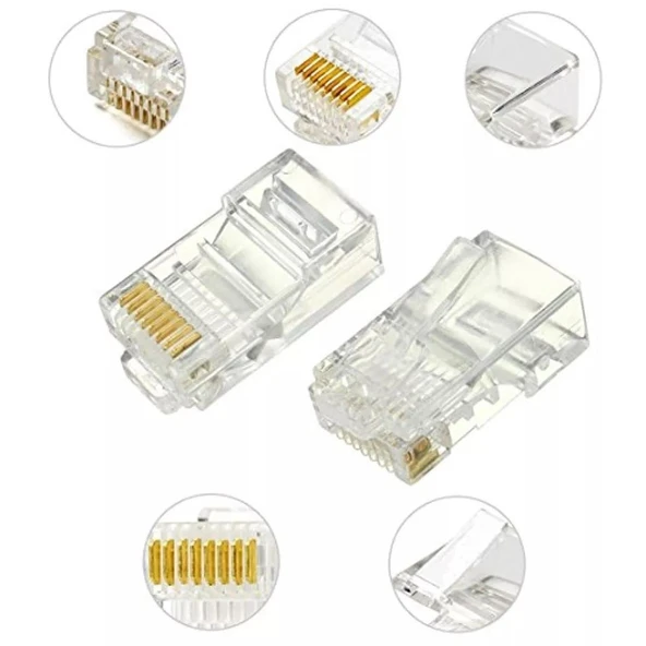 RJ45 Jack Cat5e İnternet Kablo Kablosu Ucu Konnektör Ethernet Connector Jak 4220 - 6