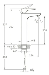 Artema X-Line A42322 Yüksek Lavabo Bataryası Krom - 2