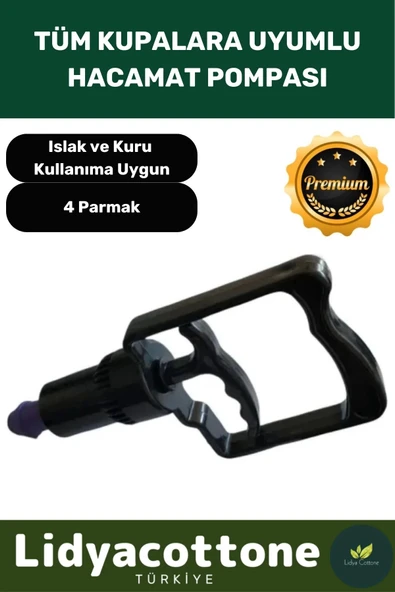 Dayanıklı Hacamat Pompası Premium Tüm Kupalara Uyumlu 4 Parmak Islak Kuru Kullanıma Uygun