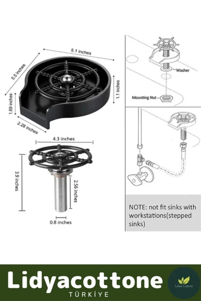 Bulaşık Durulama Bardak Yıkama Aparatı Mutfak Lavaboları İçin Hızlı Kupa Durulama - 3