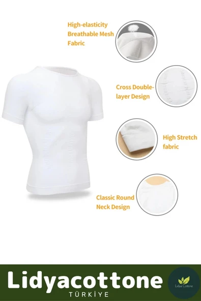Kısa Kol Korse Atlet Premium Bel Göğüs Dik Duruş Jinekomasti Toparlayıcı Erkek Göbek Sıkılaştırıcı - 5