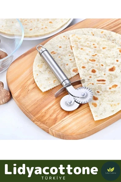 Çift Başlıklı Hamur Ruleti Pizza Kesme Aparatı Mantı Kesme Bıçağı - 2
