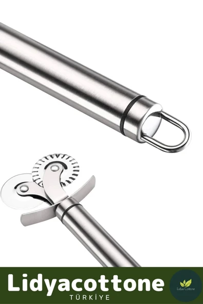 Çift Başlıklı Hamur Ruleti Pizza Kesme Aparatı Mantı Kesme Bıçağı - 3