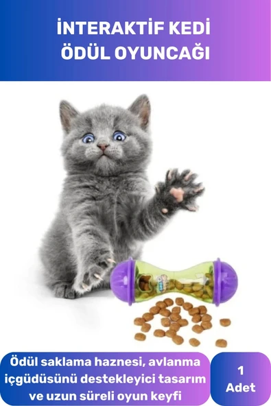 İnteraktif Kedi Ödül Mamalı Oyuncak Ödül Mamalı Oyuncak Plastik Küçük Boy Saklama Hazneli