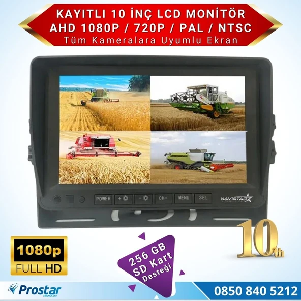 10 inç Dörde Bölünebilir Kayıtlı 256 Gb Destekli Monitör Tüm Araçlara Uyumlu