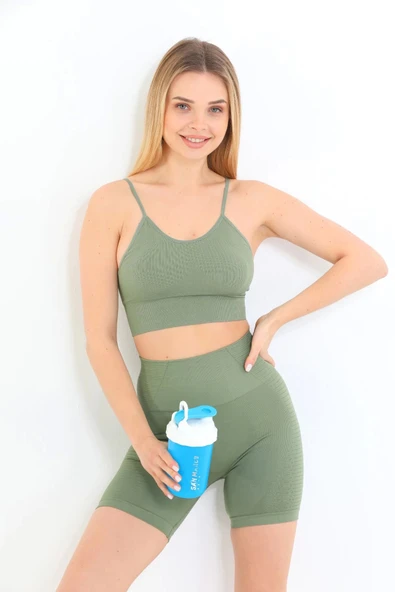 Özel Üretim Göğüs Toparlayıcı Sarkma Önleyen Spor Günlük İnce İp Askılı Pedli Fitilli Crop Büstiyer - 3