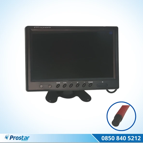 Araç Içi Monitör Büyük Ekran 9 Inç Tft Lcd 2 Kamera Girişli 5 Pinli Ve Rca - 2