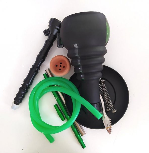 Büyük Boy Kalın Cam Çelik İthal Kilitli Nargile Takımı 9172 - 4