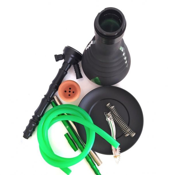 Büyük Boy Kalın Cam Çelik İthal Kilitli Nargile Takımı 9172 - 6