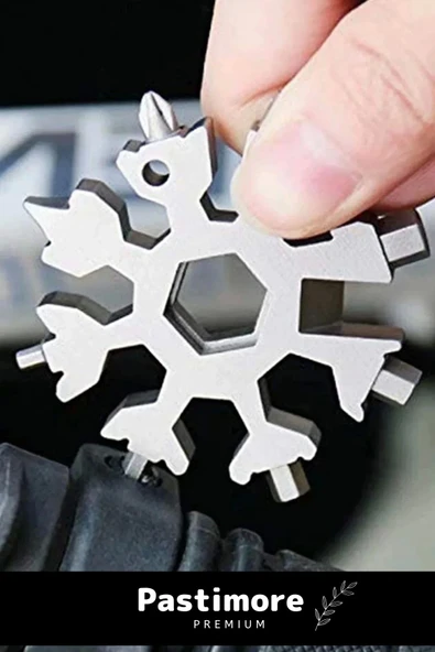 Paslanmaz Çelik Çok Fonksiyonlu Alyan Tornavida Takımı Kar Tanesi Anahtarlık Konserve Açıcı - 6