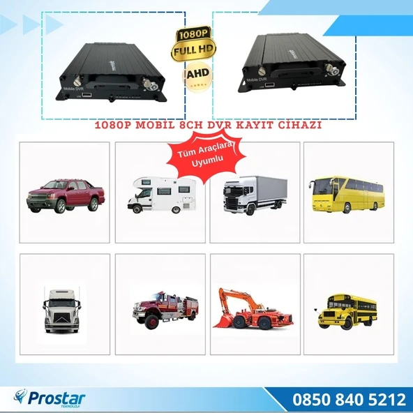 8 Kanal AHD Profesyonel 1080p 4G GPS WIFI Uzaktan izlemeli Mobil Dvr Kayıt Cihazı - 4