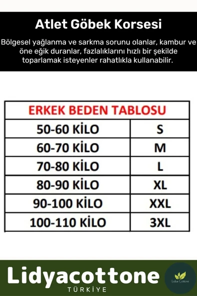 Premium Erkek Atlet Korse Bel Göğüs Dik Duruş Jinekomasti Toparlayıcı Extra Göbek Sıkılaştırıcı - 6