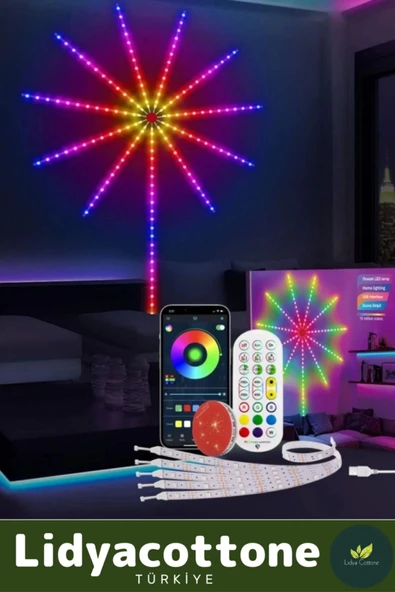 LED Duvar Lambası Telefon Uygulama Kumanda Akıllı Aydınlatma Salon Ev Yatak Odası Gamer RGB Firework - 4