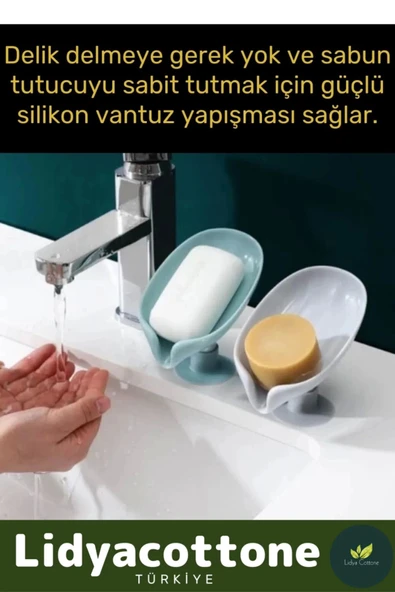 Özel Tasarım Tezgah Üstü Mutfak Banyo Bulaşık Lavabo Vantuzlu Su Tutmaz Giderli Katı Sabunluk - 3