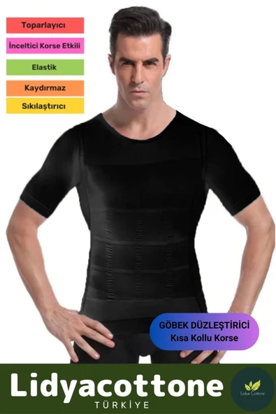 Kısa Kol Korse Atlet Premium Bel Göğüs Dik Duruş Jinekomasti Toparlayıcı Erkek Göbek Sıkılaştırıcı