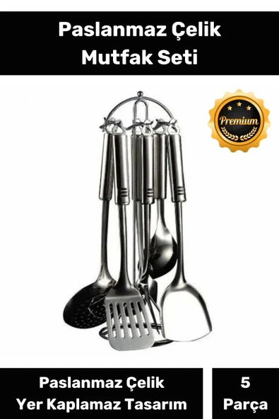 5 Parçadan Oluşan Sağlam Fonksiyonel Paslanmaz Çelik Şık Dekoratif Mutfak Seti