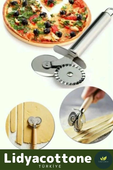 Çift Başlıklı Hamur Ruleti Pizza Kesme Aparatı Mantı Kesme Bıçağı - 4