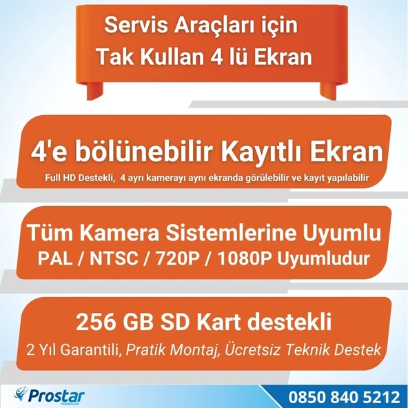 10 inç Dörde Bölünebilir Kayıtlı 256 Gb Destekli Monitör Tüm Araçlara Uyumlu - 3