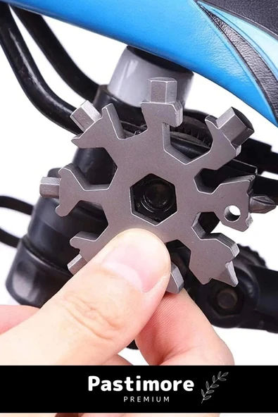 Paslanmaz Çelik Çok Fonksiyonlu Alyan Tornavida Takımı Kar Tanesi Anahtarlık Konserve Açıcı - 4