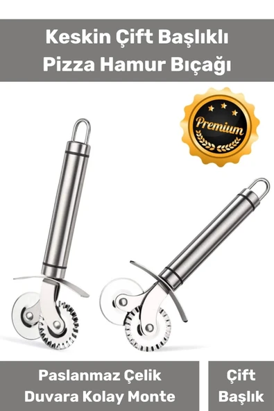 Çift Başlıklı Hamur Ruleti Pizza Kesme Aparatı Mantı Kesme Bıçağı