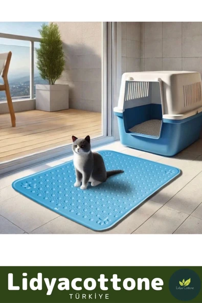 Tuvalet Önü Mama Kabı Kum Paspası Kaymaz Dayanıklı Silinebilir Yıkanabilir Evcil Hayvan - 2