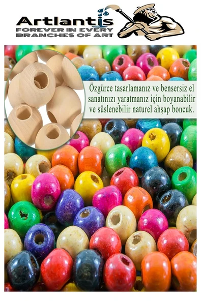Naturel Ahşap Boncuk 8mm 50 li 1 Paket Ham Boyanabilir Ahşap Yuvarlak Doğal Boncuklar Takı Tasarım Ektinlik Kreş Okul - 5
