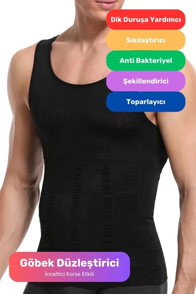 Premium Erkek Atlet Korse Bel Göğüs Dik Duruş Jinekomasti Toparlayıcı Extra Göbek Sıkılaştırıcı - 2