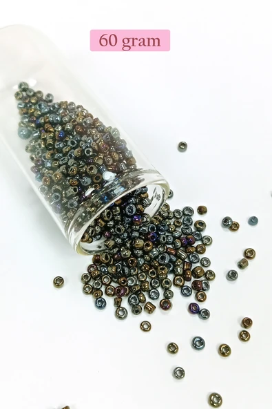 Dökme Cam Kum Boncuk (8/0) 3 mm - 60 Gram - Alacalı Renk - BNC192