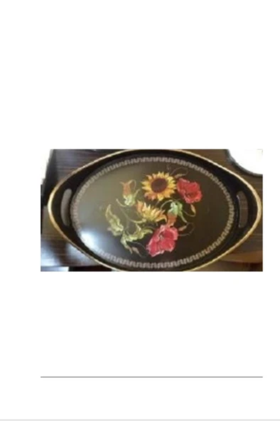 Oval Hira Desenli Sunum Tepsisi   -İSR-5723