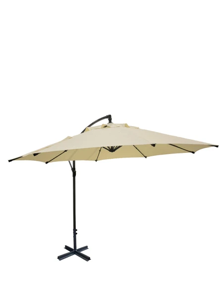 Düvenci Parasol / Bahçe Şemsiyesi, Krem Rengi, 3 M Çapında - Resim 3