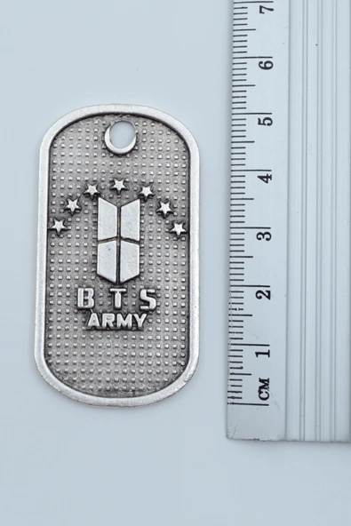 BTS Army Künye Gümüş Kaplama Düz Zincir Kolye - Resim 3