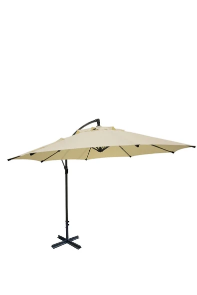 Düvenci Parasol / Bahçe Şemsiyesi, Krem Rengi, 3 Metre Çapında