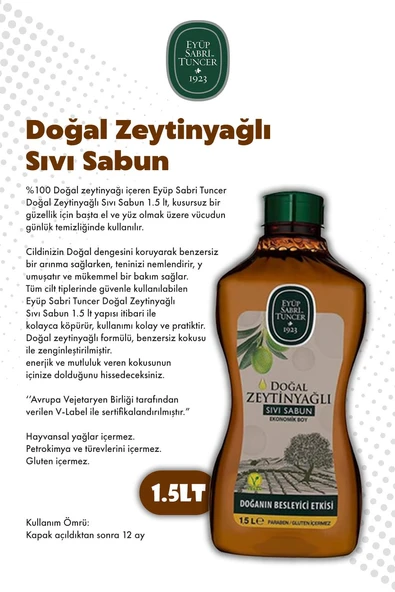 Eyüp Sabri Tuncer Bodrum Mandalinası Doğal Zeytinyağlı Sıvı Sabun 1500 ML - 6