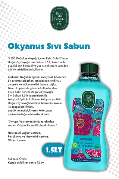 Eyüp Sabri Tuncer Doğal Zeytinyağlı Sıvı Sabun Amber 1500 ML - 3