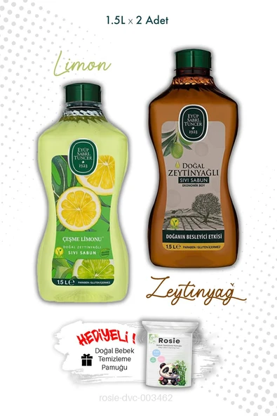 Zeytinyağlı Çeşme Limonu ve Zeytinyağlı Sıvı Sabun 1.5L ve ROSIE ürün görseli