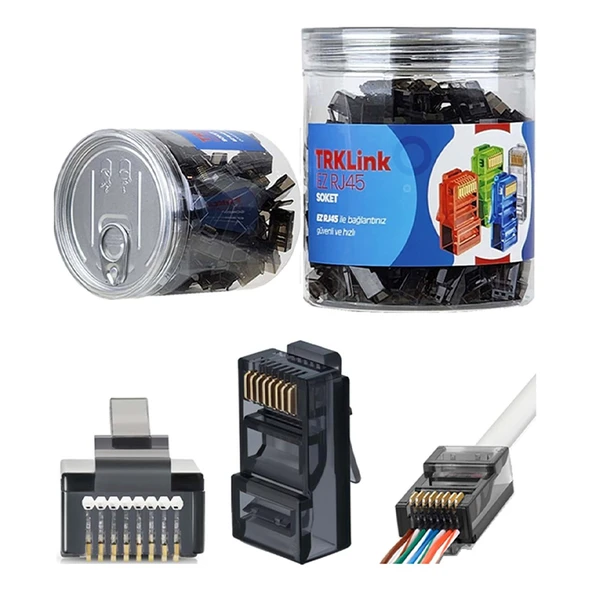 KAMERAKUTUSU TRKLink EZ RJ45 KONNEKTÖR SIYAH 100 'lü PAKET YENI NESIL