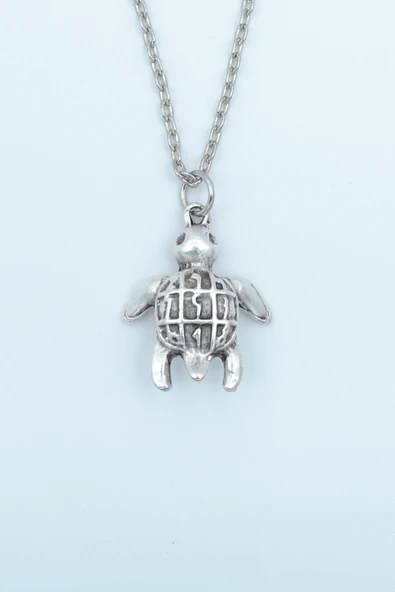 Kaplumbağa  Gümüş Kaplama Düz Zincir Kolye ürün görseli 1