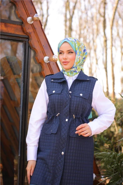 Belden Lastikli Çıtçıtlı Dört Cepli Kapitone Yelek - 71256.015 - Lacivert - 5
